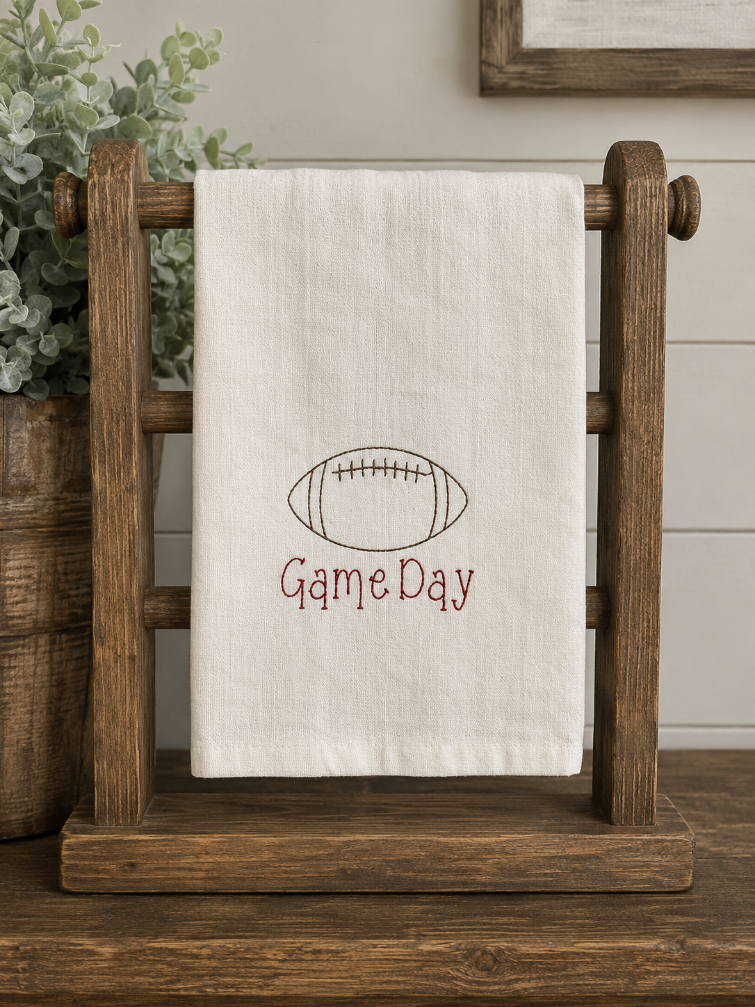 Football Embroidered Tea-Towel